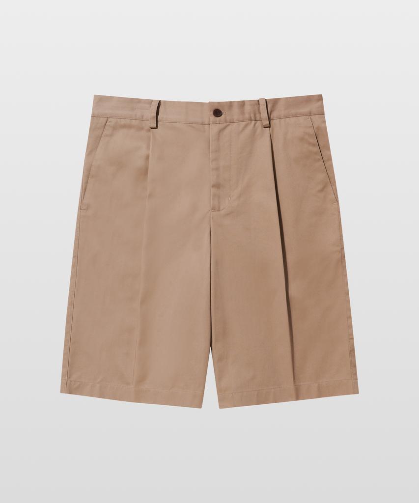 MANNERGRAM [Banset Japanese Imported Fabric] Single-Pleat High-Density Cotton Half Pants Beige