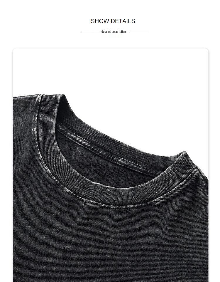 Men's Vintage Distressed Oversized Drop Shoulder T-Shirt, European Size, 230g, Short Sleeve