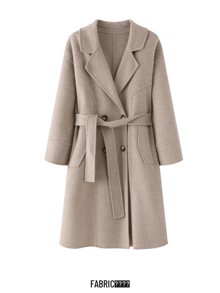 Women's New Autumn/Winter Slim Fit Double-Faced Wool Overcoat - Extra Long Trendy Suit Collar 100% Wool