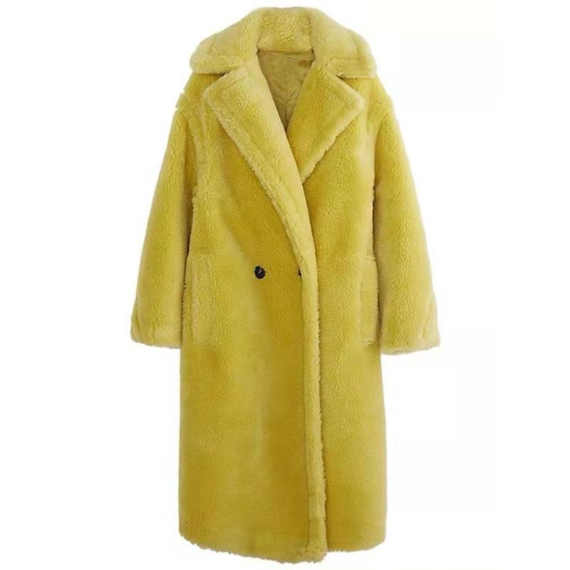 Teddy bear coat women's imitation fur coat caterpillar long silhouette cashmere coat