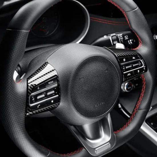Carbon Fiber ABS Inner Steering Wheel Frame Cover Trim For Kia Stinger 2018-