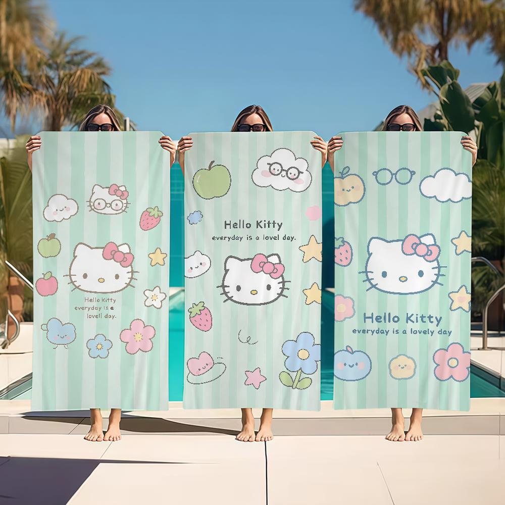 Towel Textile H-HelloS-ES Bathrobe Beach Quick-Drying Fresh K-KittyS-ES Lightweight Green Portable Camping SRO Swim Pool Travel