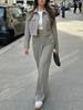 Spring Summer Casual Women Solid Suits Fashion Streetwear Pockets Turn-down Collar Short Jackets+Chic Wide Leg Pants