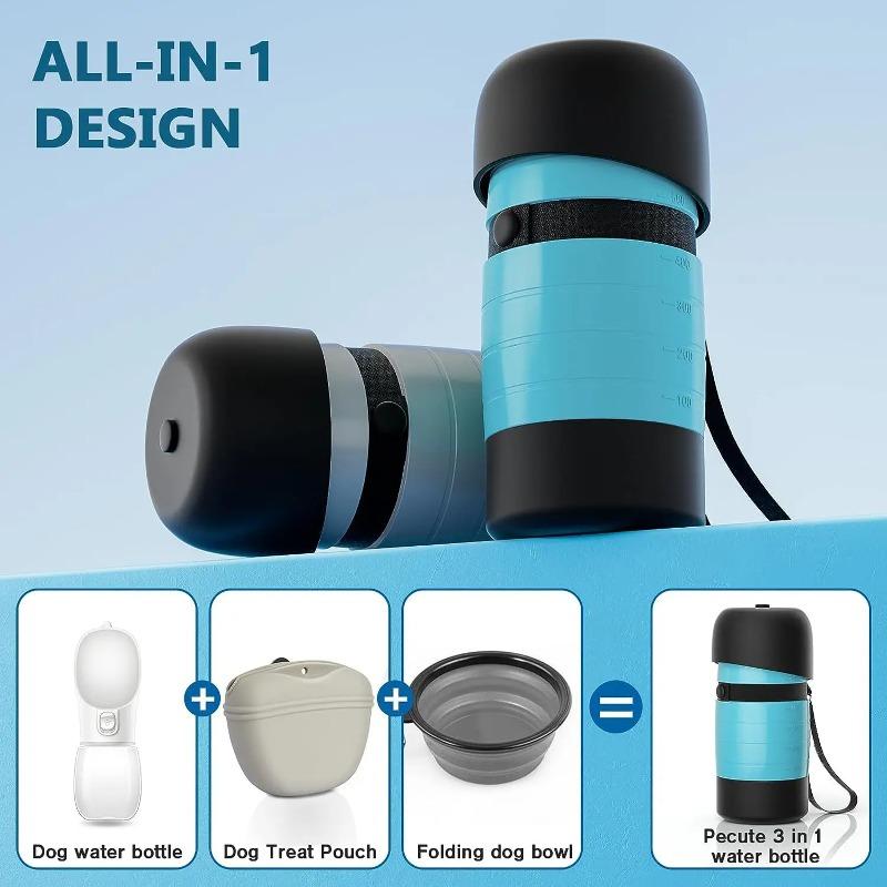 Upgraded 650ml Portable Dog Water Bottle Outdoor Pet Water Cup with Food Travel Bowl for Walking Travel
