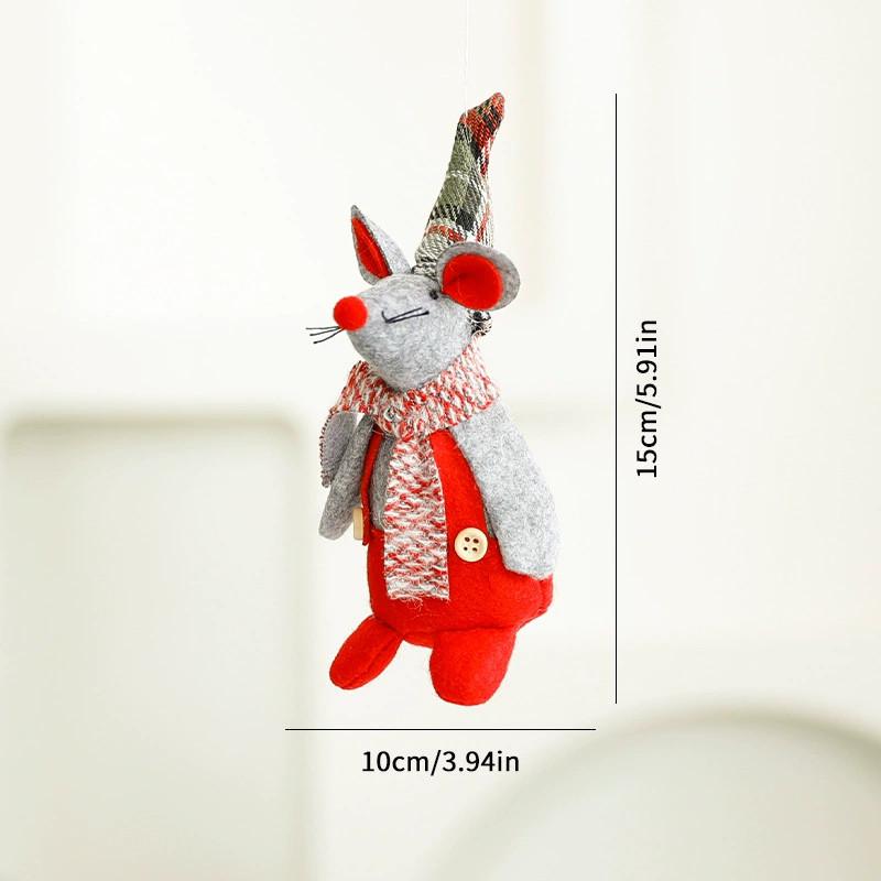 

Christmas Mouse Plush Toy With Hanging And Display Features For Holiday Decor красный