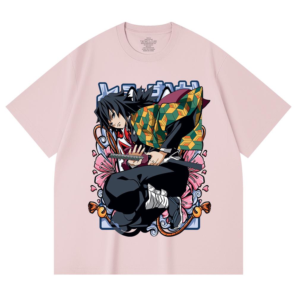 230 Gsm 100% Cotton Demon Slayer V74 Tomioka Print Unisex Heavy Cotton T Shirt