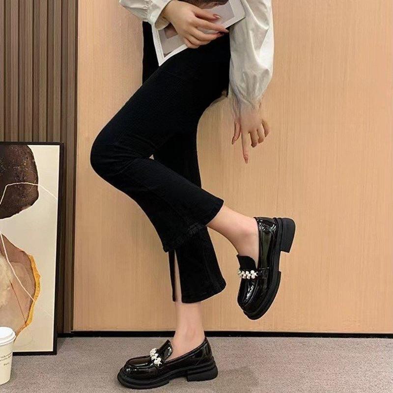 Spot Shoes Women'S Round Head Thick Sole Mary Jane Glossy Small Leather Shoes Elegant Versatile Single Shoes Non-Slip Loafers