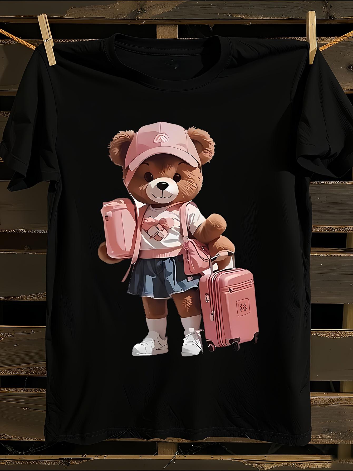 Cute Teddy Bear Print T-shirt XXL