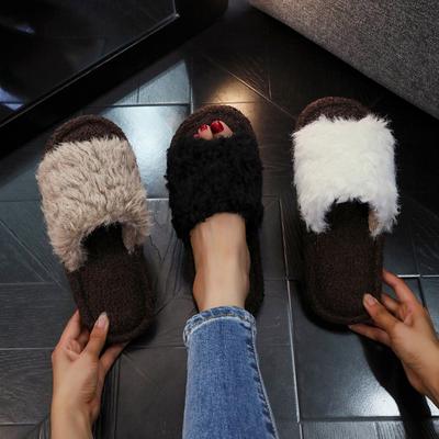 Pantoufles Chaudes d'Intérieur Fashionista Home en Peluche Coton Européen Brut avec Doigts Découverts