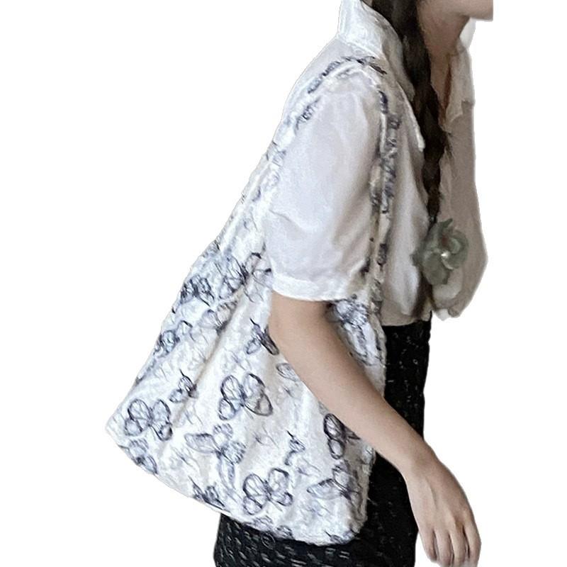 Bag Women 2025 Niche Texture Embroidery Butterfly Tote Bag Embroidery Lace Large Capacity Commuter Underarm Handbag