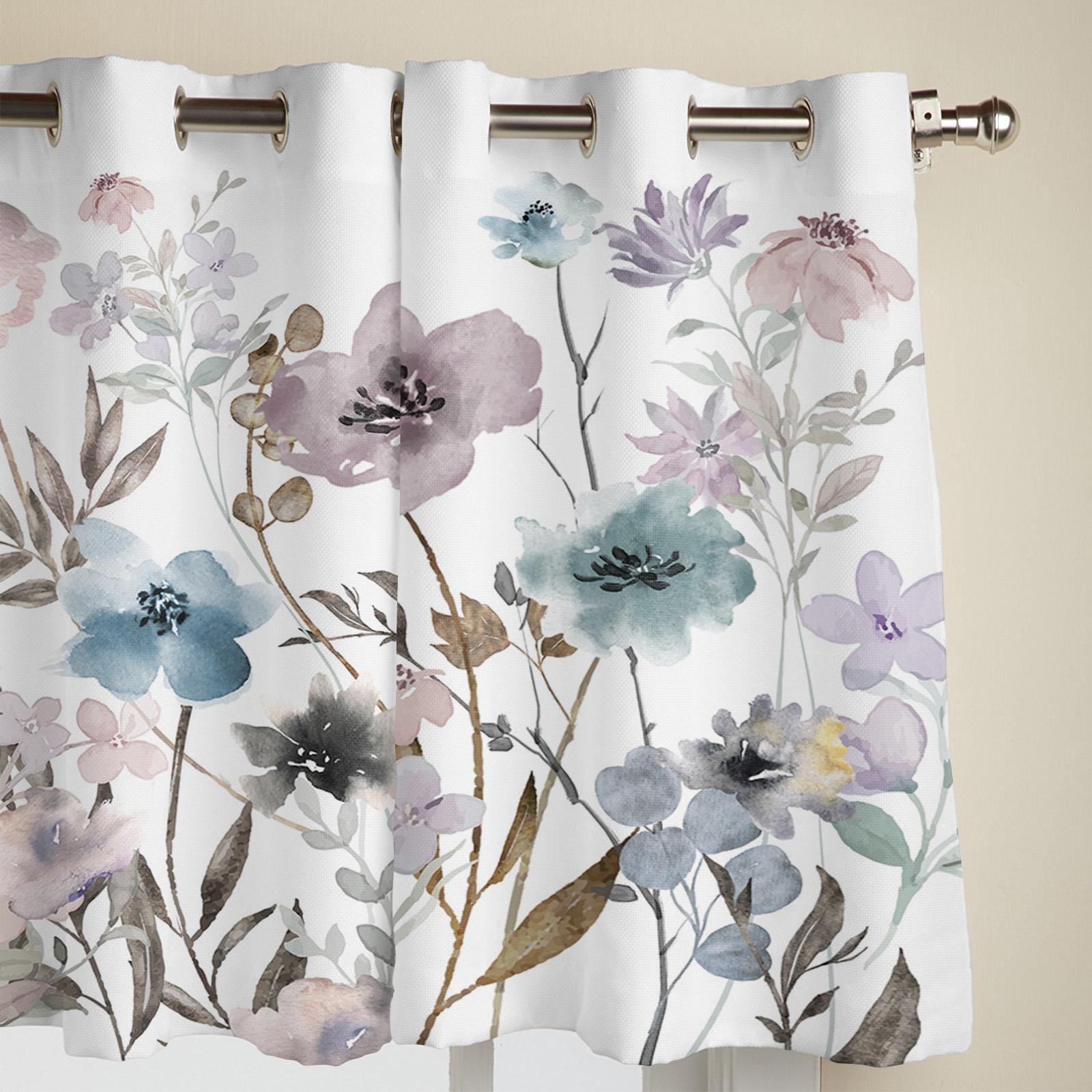Акварельные цветы растения оконные шторы для гостиной спальни занавески современные — фото 3