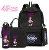 4 Stück/Set Cartoon K-Pop Bedruckte 750 ml Wasserflasche Rucksack Handtasche Federmäppchen für Teenager Junge Mädchen Schultasche Große Kapazität Buchrucksack Mochila