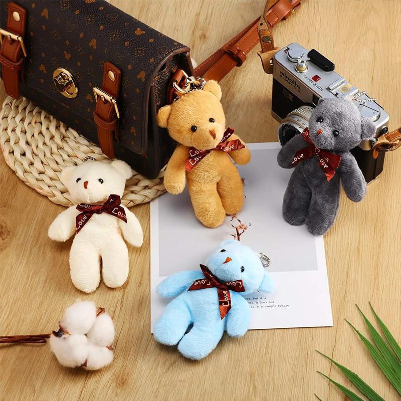 6/12pcs Plush Teddy Bear Keychain Pendant with Ribbon Bow% Love Doll Backpack^ Accessories Valentine's Day Birthday Gift!!!