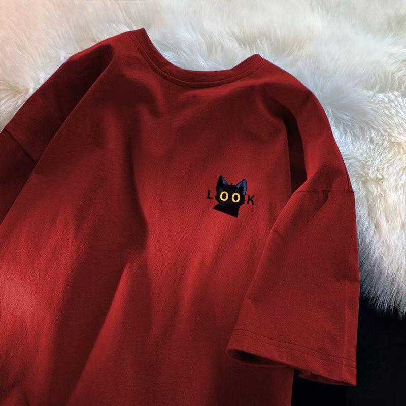 Cotton Short Sleeve T-shirt Women Loose Fashion Medium Sleeve Tops Summer Vintage T-Shirt