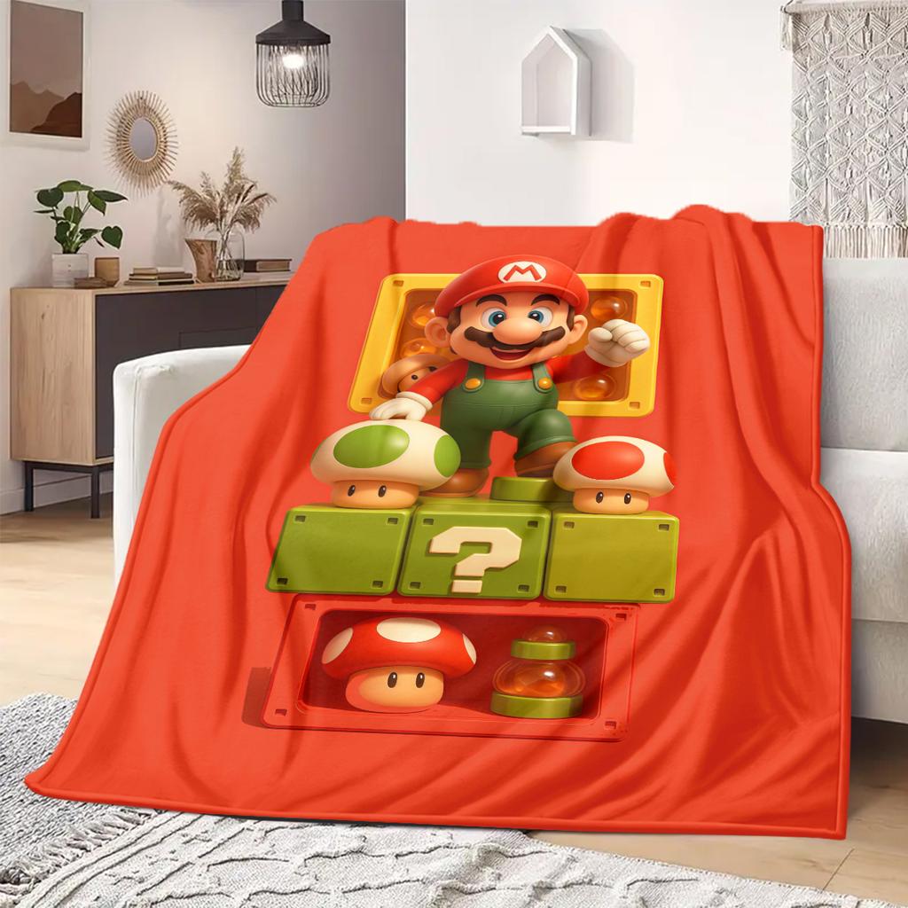 Mario Anime Print Blanket Warm  Comfortable Flannel Blanket Suitable for Bedrooms, Sofas, Beds, Chairs, Picnics, Travel