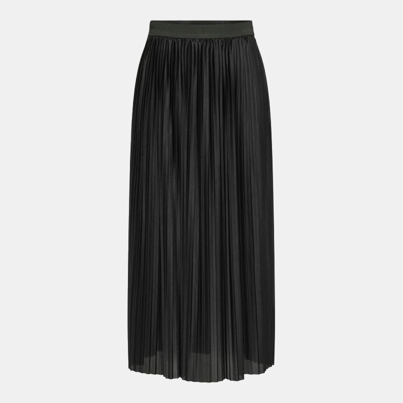 Women's JDY Black Pleated Long Skirt Boa Elastic Waist