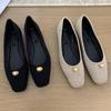 New Flats Women Shoes Elegant Square Toe Pearl Buckle Pumps Comfortable Loafers Soft Soles Slip-on Casual Shoes Lady Work Shoes