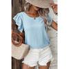 2026 Petal Sleeve Round Neck Short Sleeve T-shirt Fashion Women O Neck Summer Blouse Short Sleeve Elegant Solid Color Casual Ruffled Tops Ladies Shirt