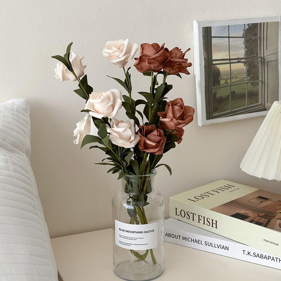 Windflower Hand Bouquet: Retro French Rose Dried Artificial Flowers In Paper Bag for Decoration & Photo Props
