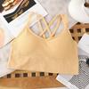 Ribbed Strapless Halter Backless Sports Vest with Chest Pads