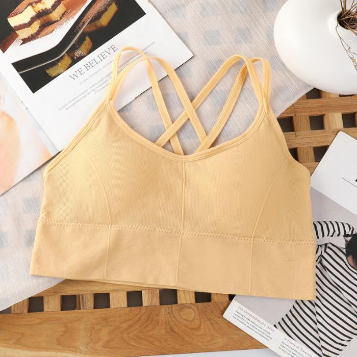 Women s Cross-Back Wrap Bustier Camisole with Built-in Pads One Size телесный