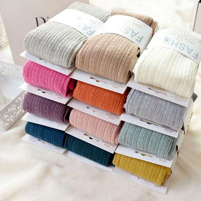1Pair Cotton Stretch Knit Warm Women Winter Socks Autumn Pantyhose Vertical Stripe Pattern