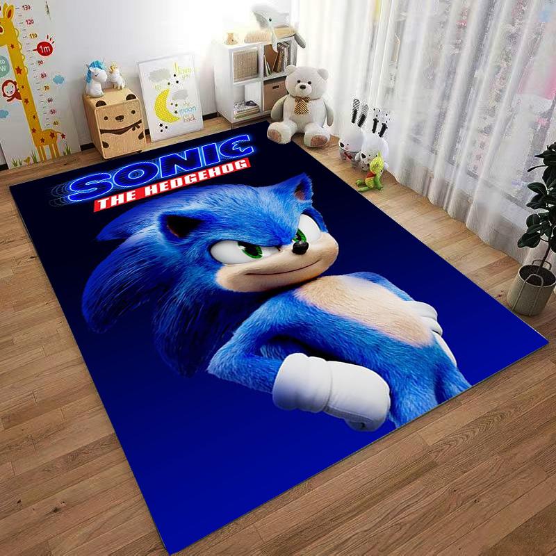 Sonic The Hedgehog Baskılı Halı Mavi Yumuşak Yatak Odası Zemin Paspası Oturma Odası Yatak Odası Kanepeleri için kaymaz olarak kullanıma uygundur
