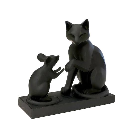 Animal Figurines 3D Printed Modern Cat & Mouse Sculpture, Minimalist Interaction Desk Decor, Matte Art Ornament Collectible Figurine, Stable
