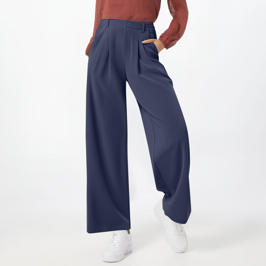 Women's Stylish High-waisted Button-down Casual Wide-leg Pants