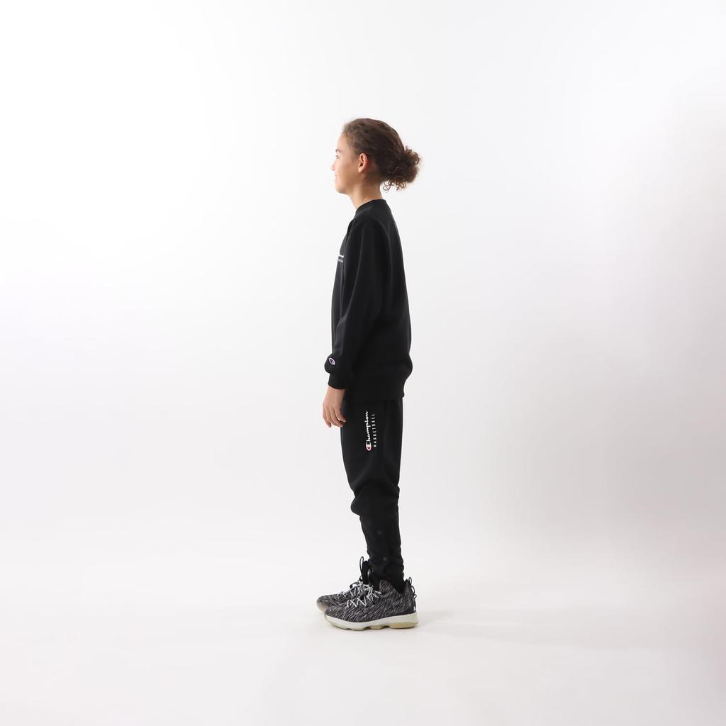Champion Long Sleeve Crew Neck Sweatshirt with Script Mini Crew Basketball Size 140 Kids' Quick-Drying Logo, Neck, Sweatshirt, Black, (CK-YB015)