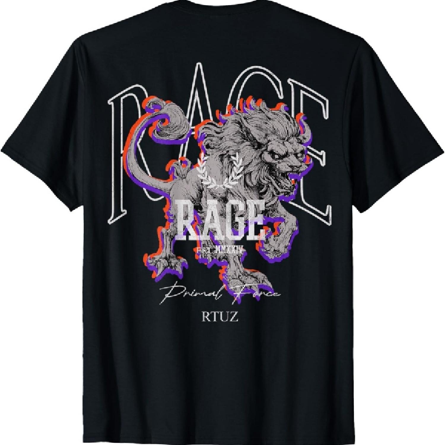 

Hip Hop Vintage Edgy Urban Y2K Back Print Streetwear Lion T-Shirt XXXXXL чёрный