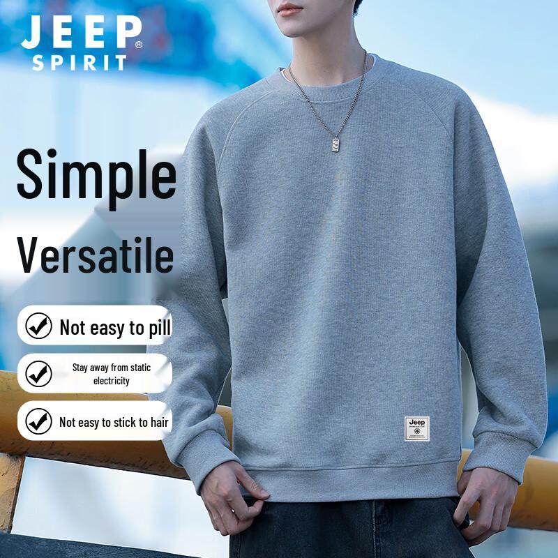 JEEP SPIRIT Men's Loose Fit Round Neck Pullover Sweatshirt