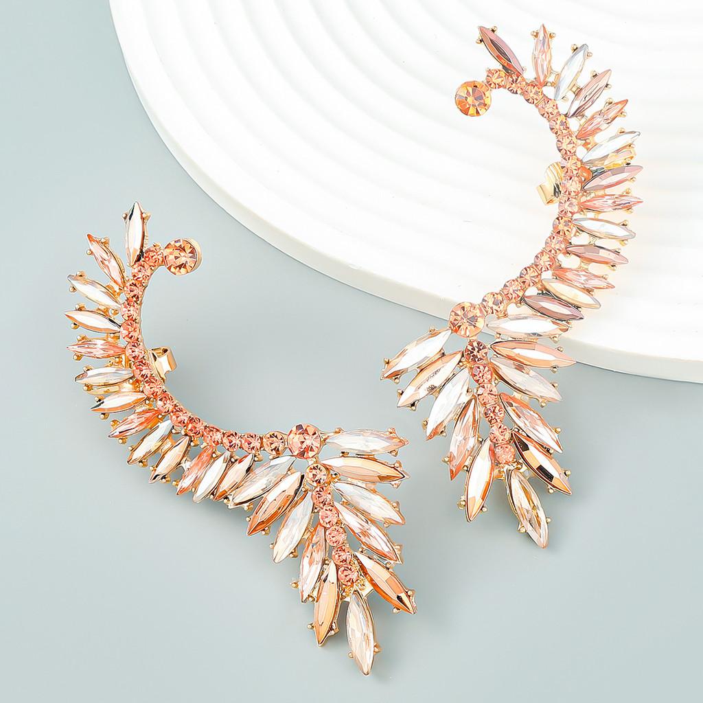 Geometric Alloy Earrings With Rhinestone Accents For Women Spring