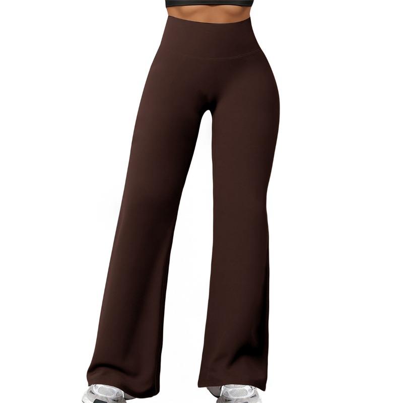 Women's High Waist Flare Yoga Pants Solid Color Stretch Workout Wide Leg Trousers