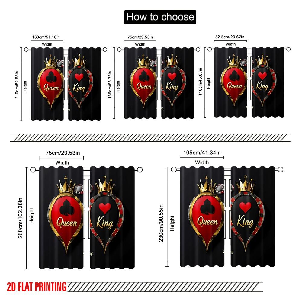 2Pcs,2D Plane Printing Minimalist Curtains Royal Cards Duo Polyester (Without Rod) Gifts Use For Bedroom, Living Room, Office,