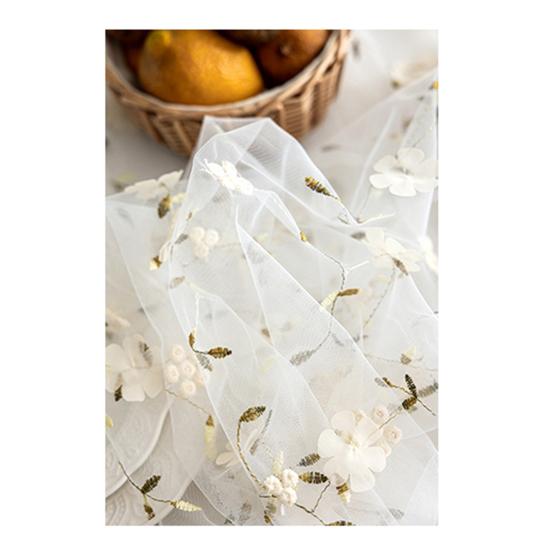 

Floral Embroidery Table Runner Embroidered Flower Tulle Table Runner Spring Summer Table Runner 180cm A