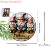 Wooden Welcome Sign with Adorable Gnome & Lavender Pattern - Round Artwork for Front Door, Wall Hanging Decor - Ideal Home Decoration