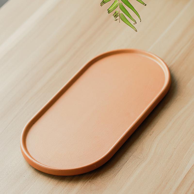 

Far Mountain Japanese-style Black Pottery Dry Bubble Tray Retro Trumpet Home Simple Ceramic Tea Set Tea Table Zen Pot Tea Tray