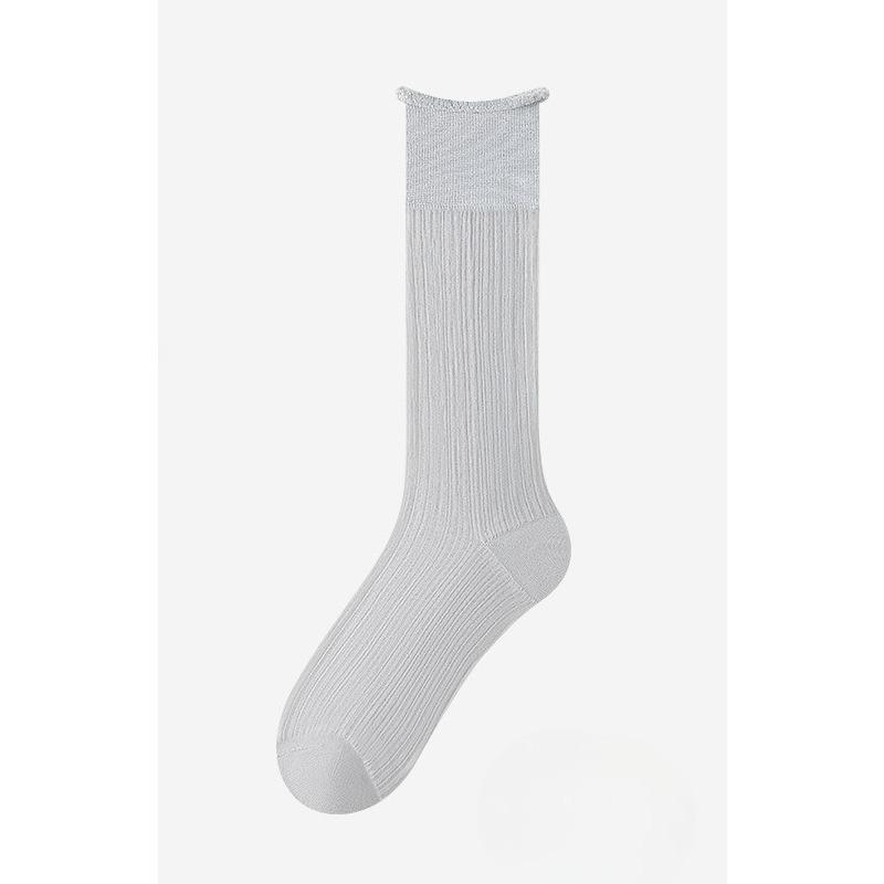 Summer Girls' Crystal Silk Stockings, Mid-calf Socks, Light, Breathable and Versatile, College-style Socks