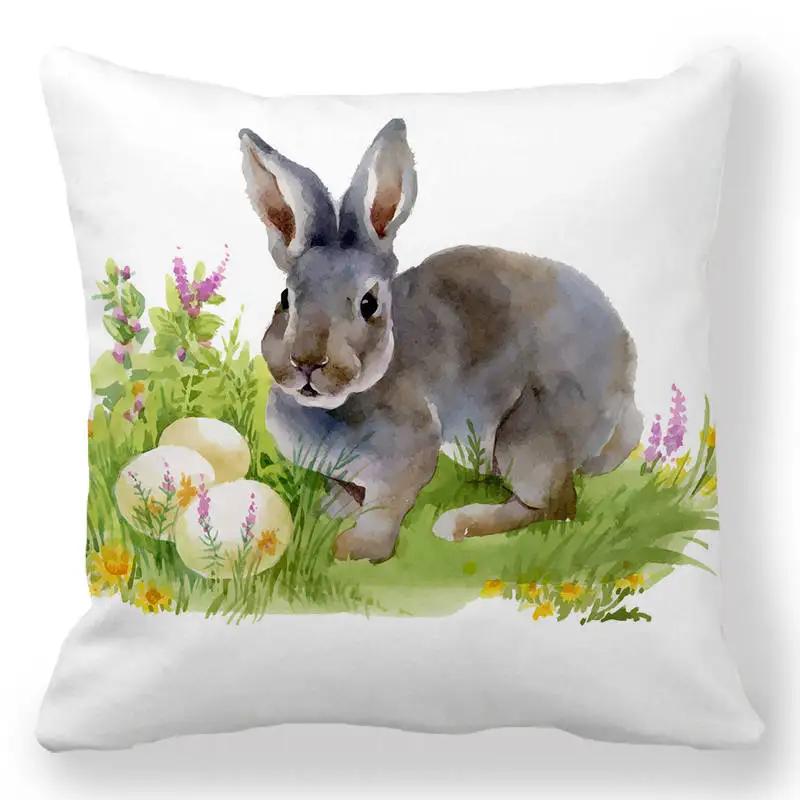 Easter Bunny Cushion Cover Easter EggHoliday Decoration Home Sofa Throw Pillowcase Easter Party Cushion Cover Square 45X45 Cm