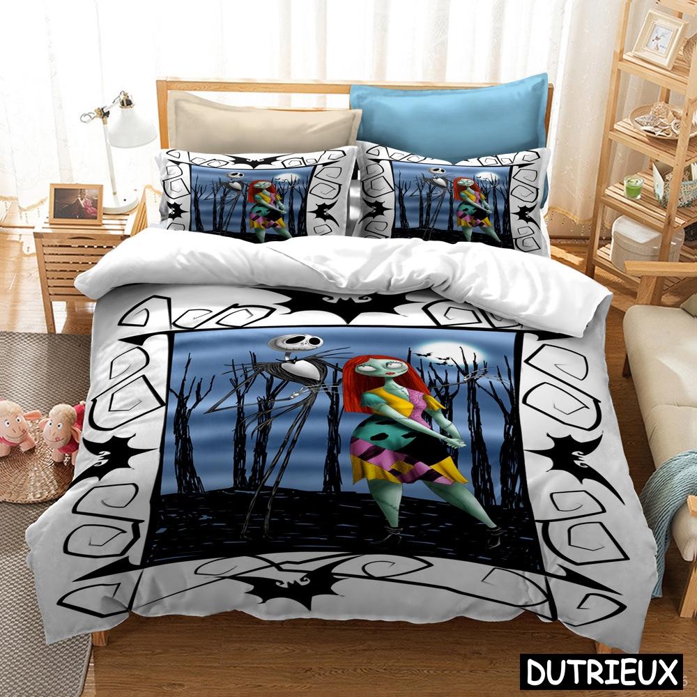 The Nightmare Before Christmas Duvet Cover Set 3D Cartoon Printed Bedding Set Queen King Size Comforter Cover Pillowcase Set
