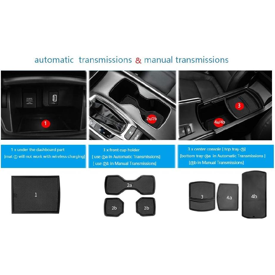 Auovo 17Pcs Anti-Dust Mats For Honda Accord Accessories 2018 Interior Car Cup Holder Erts,Center Console Liner,Door Pocket Liner Mat(Black)