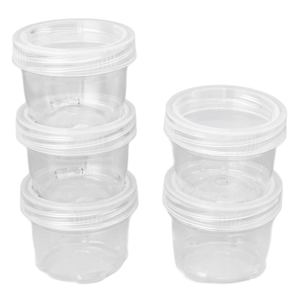 5PCS Portable Sauce Bottle Salad Dressing Container Reusable Plastic Small Condiment Cups Set with Lids and Storage Bag