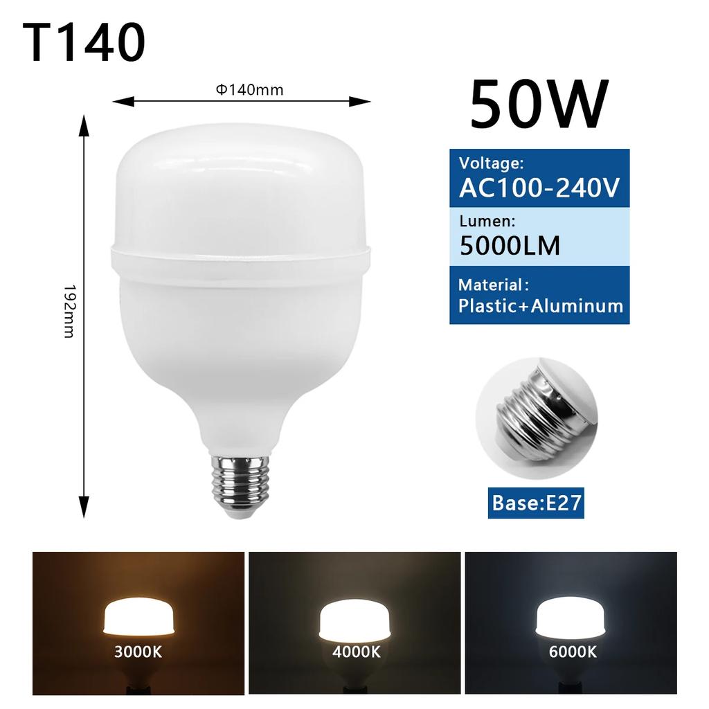 LED Bulb 20W 30W 40W 50W LED lamp AC 110V 220V base E27 Lampada LED t Light Bombilla Spotlight Lighting Lamp for home derection