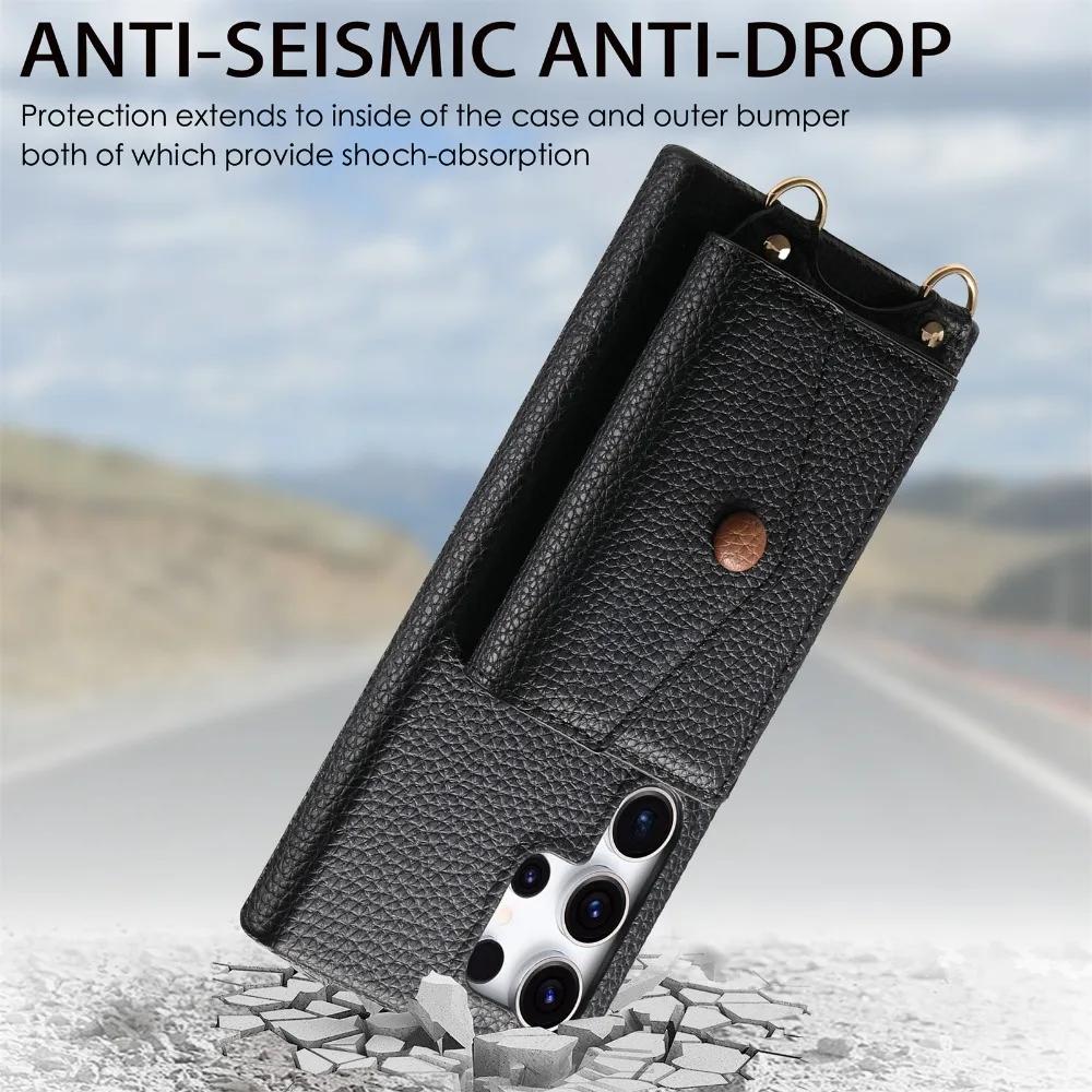 Crossbody Wallet with Card Holder Phone Case for Samsung S25 S24 S23 S22 Ultra Plus A56 A36 A26 A16 A06 A55 A35 A15 A25 Cover