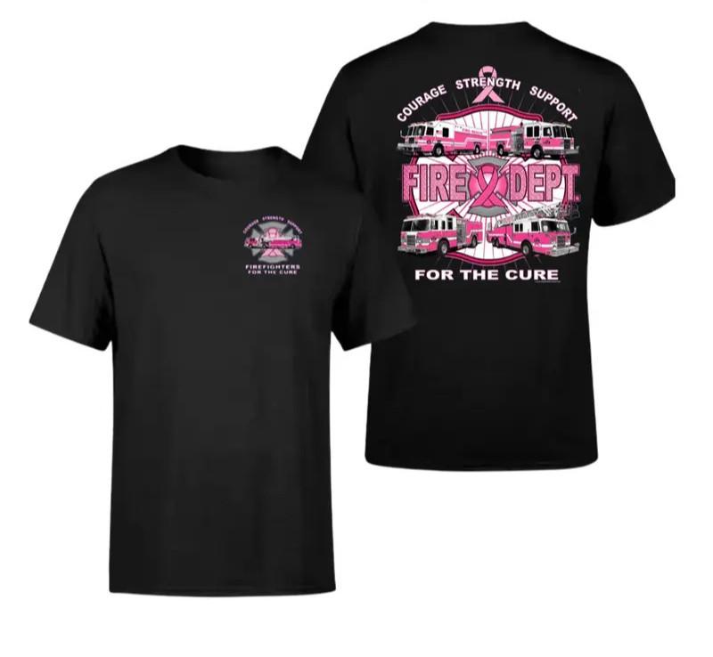 Firefighters For The Cure T-Shirt, Vintage Pink Fire Truck Graphic T-Shirt