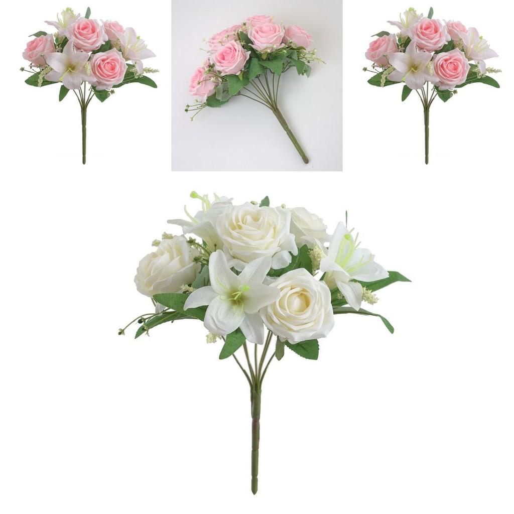 Rose Flower Bouquet Artificial Silk Wedding Decor Gift For Bridesmaids