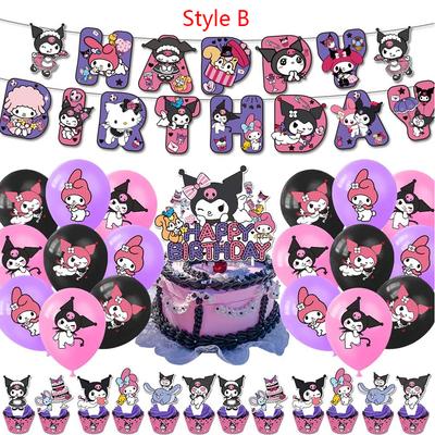 Kuromi Geburtstagsparty Dekoration Zubehör Banner Kuchenaufsatz Ballons für Kinder