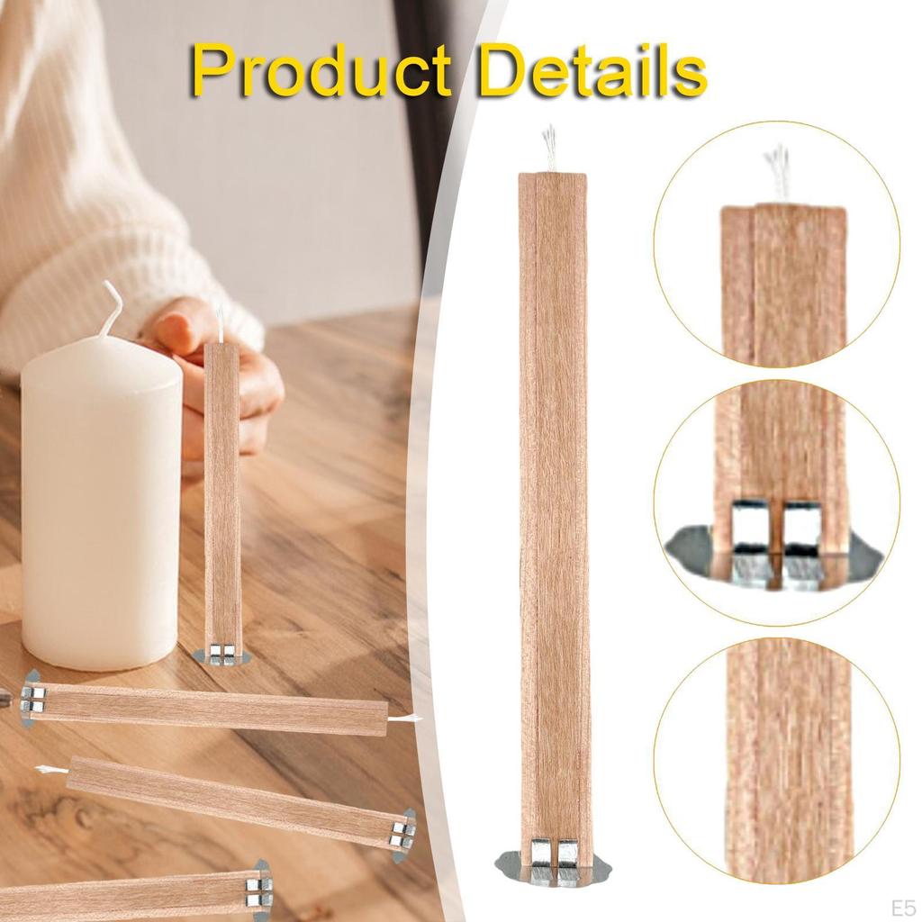10 Pieces Wooden Candle Wicks Portable Replace DIY Crafts 5.12inch with Base 10mm