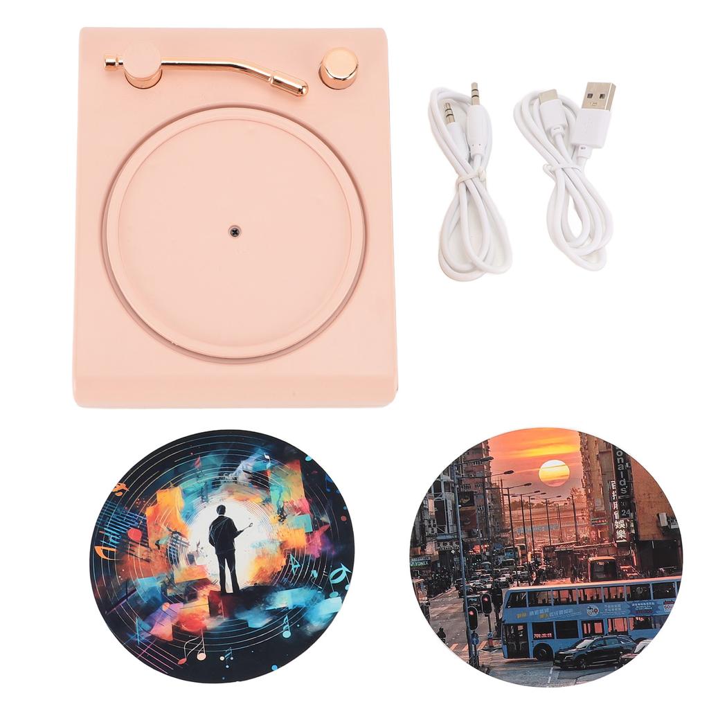 Bluetooth Record Player Speaker Vintage HIFI Sound Quality Colorful Light Small Wireless Speaker